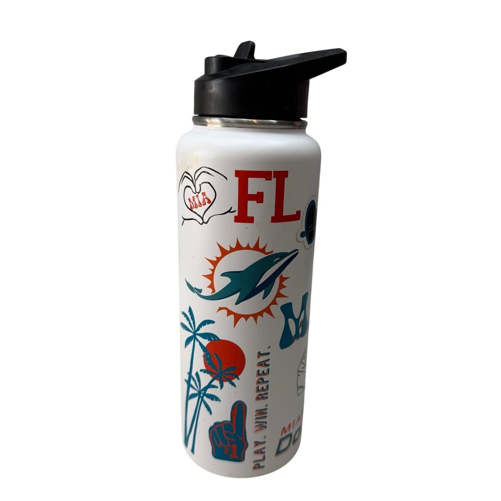 Miami Dolphins The Memory Company 34 oz SS Quencher Water Bottle NFL NEW